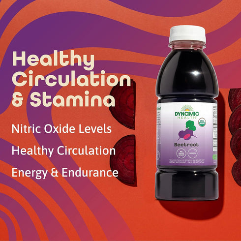 16 oz Dynamic Health Certified Organic Beetroot Juice Concentrate, No Added Sugar, Artificial Colors, Preservatives