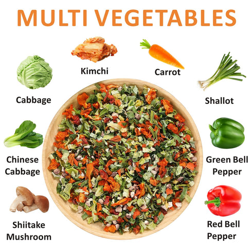16 oz Yimi Kimchi Mushroom Ramen Toppings, Dehydrated Freeze Dried Vegetables, Mixed Veggies Soup for Ramen Noodles