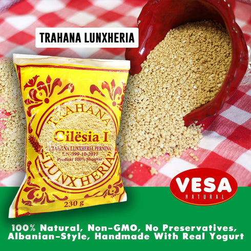 Vesa Natural Albanian-Style (230g) Trahana Lunxheria, Sour, Handmade with real yogurt, Non-GMO, No Preservatives