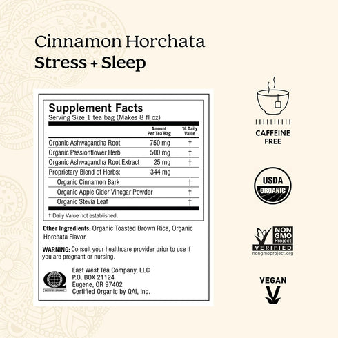 16 Pack (4 Packs) Yogi Tea Cinnamon Horchata Stress & Sleep - Tea Bags per - Organic Sleep Tea - Supports a Restful
