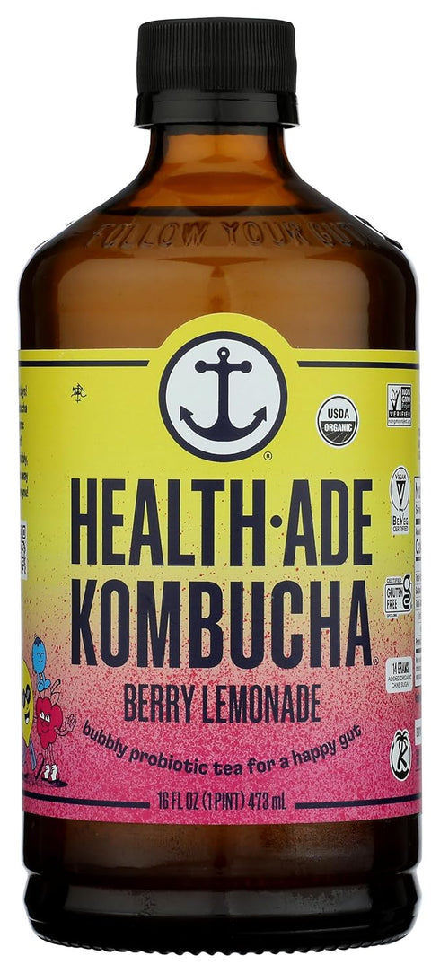 Health Ade, Kombucha Lemonade Berry Organic, 16 Fl Oz