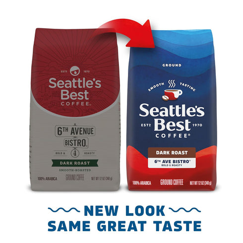 6th 100% 6 (12 oz Seattles Best Coffee, Dark Roast Ground Coffee, Ave Bistro, Arabica, Bags Each)