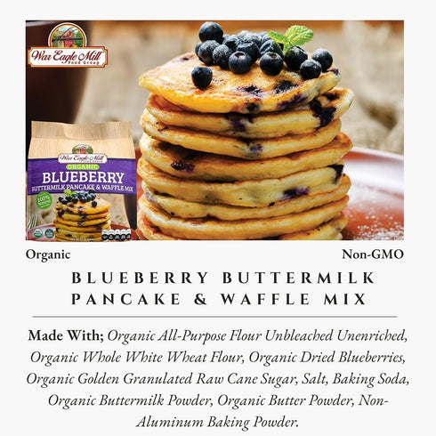 22 oz (Pack 2) War Eagle Mill Organic Blueberry Buttermilk Pancake & Waffle Mix, Bag