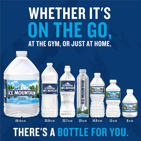 12 Pack 8 oz Ice Mountain Spring Water, Refreshing Crisp Bottled Water fl Mini Bottle