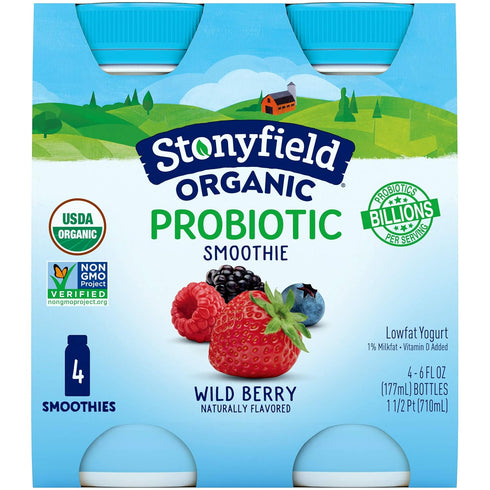 Stonyfield Organic , Low Fat Wild Berry Smoothie, 6 Fl Oz Bottles, 4Ct