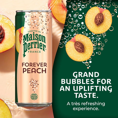 11.15 Oz 8 Count, 3 Pack Maison Perrier Forever Peach Flavored Sparkling Water, Fl Cans