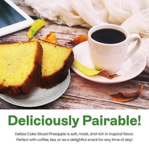 Delisia Cake Sliced Pineapple - Breakfast Pre-Sliced Cakes Box - Naturally and Freshly Baked - Generous Pieces