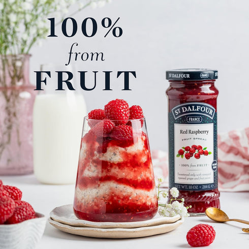 10oz 100% Pack 6 St. Dalfour Red Raspberry Fruit Spread - - from Fruit, No Artificial Ingredients, Non-GMO, No Cane