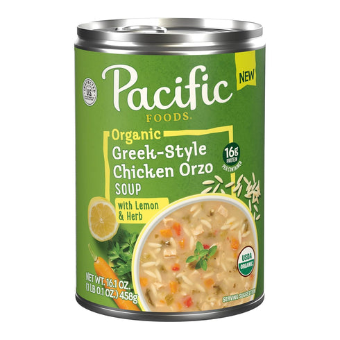 Pacific Foods Organic Greek-Style Chicken Orzo Soup With Lemon and Herb, 16.1
