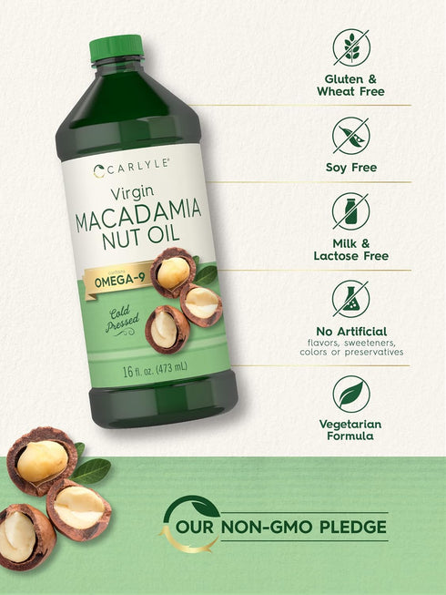 3 16 oz Carlyle Macadamia Nut Oil | x Bottles | Premium Cold Pressed | Food Grade | Vegetarian, Non-GMO, Gluten Free |