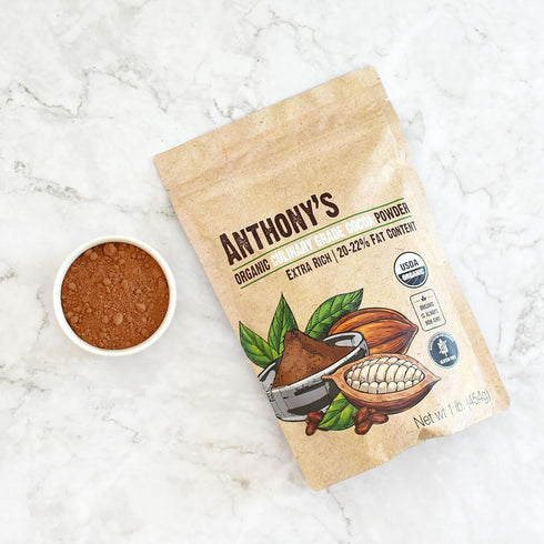 1 lb, Anthony's Organic Culinary Grade Cocoa Powder, Dutch Processed Baking Cocoa, Gluten Free, Non GMO, Keto Friendly