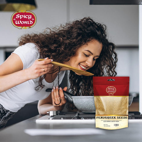 Spicy World 7 Fenugreek Seeds (Methi) Ounce Bag - All Natural & Pure - Resealable Bag