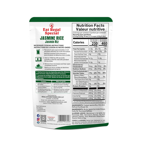 Eat Regal Jasmine Microwave Parboiled Rice: Pack of 6, 8.8 Ounce, Ready Rice in 90 Sec, 100% Natural Ingredients
