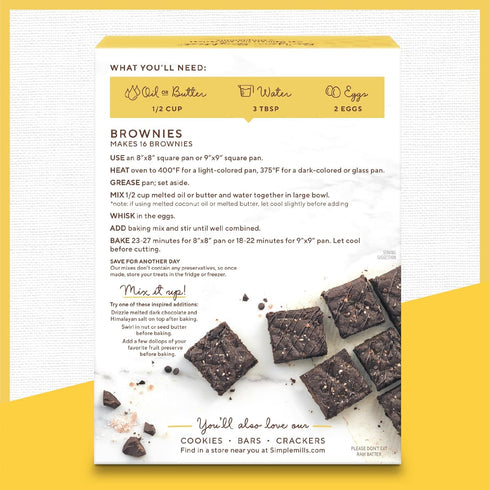 Simple Mills Chocolate Brownie Mix, Almond Flour Baking Mix - Gluten Free, Plant Based, 12.9 Ounce (Pack of 3)