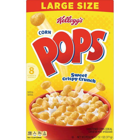 Corn Pops 8 13.1oz (1 Cold Breakfast Cereal, Vitamins and Minerals, Kids Snacks, Large Size, Original, Box Box)