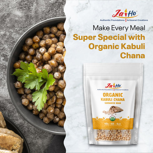 4 lb (4 Jai Ho Certified Organic Kabuli Chana Garbanzo Beans | Chickpeas Lentils | Indian Kabuli Chole Chana | USDA