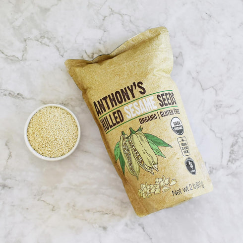 2 lb, Anthony's Organic Hulled Sesame Seeds, White, Raw, Gluten Free, Non GMO, Keto Friendly