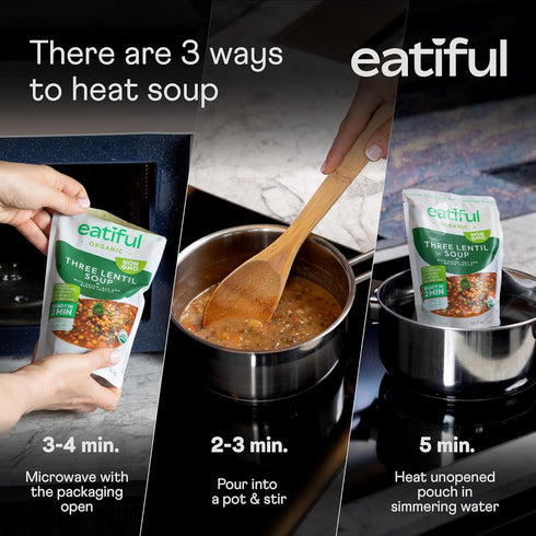 14.1 (Pack 1) EATIFUL Lentil Soup, Made With Organic Vegetables, Lentil Soup With Green, Red And Brown Lentils, No