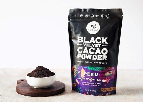 Weirdo Good 14 oz. Black Velvet Cacao Powder Organic, Allergen-Free, Premium Ultra-Dutched Cocoa for Baking