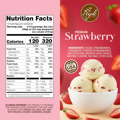 (2) 5 2 (2 Pack, Triple Scoop - Premium Strawberry Ice Cream Mix For Ice Cream Maker. Simple, Easy, Delicious. From