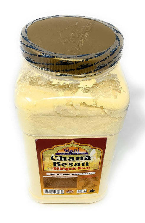 64oz (4lbs) 1.81kg Rani Chana Besan (Chickpeas Flour, Gram) Bulk PET Jar ~ All Natural | Vegan | Gluten Friendly |