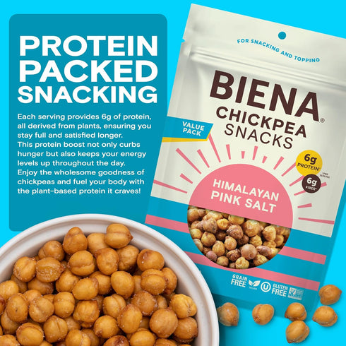 Pack BIENA Chickpea Snacks - Crunchy Roasted Chickpeas - High Fiber Vegan Protein Snacks for Adults and Kids