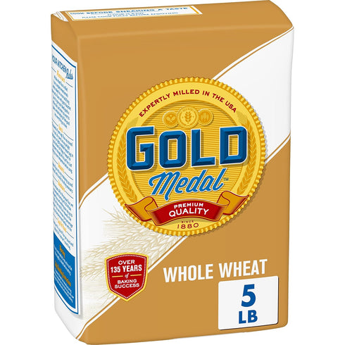 Gold Medal Premium Quality Whole Wheat Flour for Baking, 5 lb