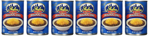 Skyline Chili, 15 oz Cans (6-Pack) Authentic Cincinnati-Style Ground Beef, No Beans,