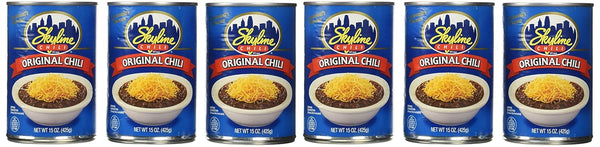 Skyline Chili, 15 oz Cans (6-Pack) Authentic Cincinnati-Style Ground Beef, No Beans,
