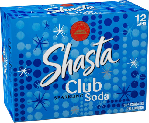 12-Pack 12oz Shasta Club Soda | of Cans | Crisp & Clean Carbonated Mixer | No Sugar, No Caffeine | Perfect