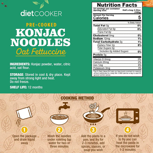 (Pack 10) 9.52 oz of DIET COOKER Premium Shirataki Noodles, Konjac Noodle, Keto & Vegan Friendly, Zero Net Carbs, Odor