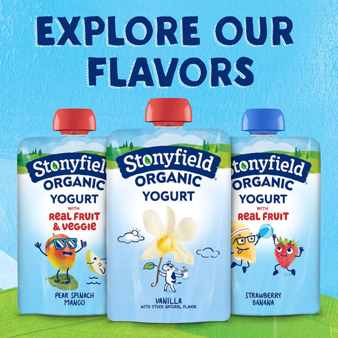 Stonyfield Organic 3.5 oz., Kids Vanilla Whole Milk Yogurt Pouch, Single Serving Snack