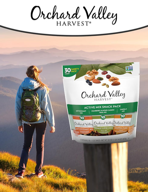 Pack 1oz Pack 30), Omega-3 Orchard Valley Harvest Active Snack Mix, Bags (Variety of Antioxidant Mix, Cranberry Almond