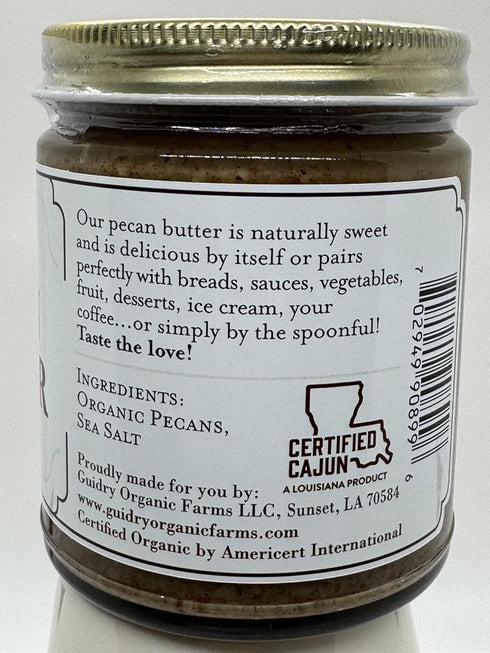 Guidry Organic Farms USDA Certified Organic Pecan Butter, Handmade, Small batches, Keto Friendly, Gluten Free, All