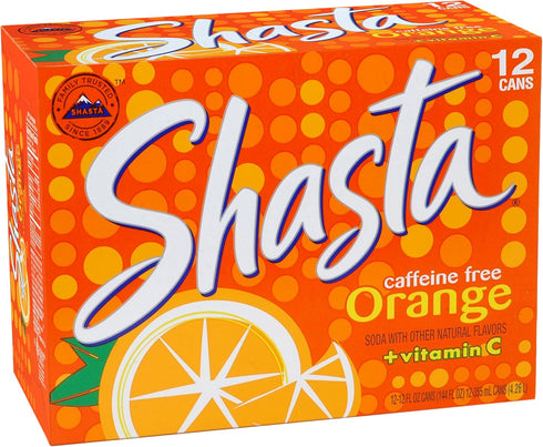 12-Pack 12oz Shasta Orange | of Cans | Tangy & Sweet Orange Soda | Caffeine-Free | Family Favorite