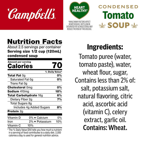 10.75 oz (12 Pack) Campbells Condensed Heart Healthy Tomato Soup, Can