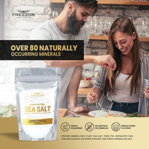 FREZZOR Flaky Sea Salt, 7.4 ounces of Premium Gourmet Sea Salt Flakes from New Zealand