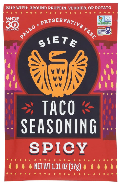 Siete Spicy Taco Seasoning Mix, Gluten Free, Vegan, Paleo, Preservative Free, Whole 30