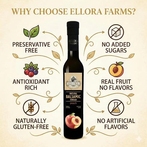 Pack Pack 2 Ellora Farms, Combo Fresh Orange and Peach Infused Balsamic Vinegar Crme, All-Natural, No- Additives