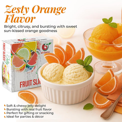 3 Gummies Gummies NY Spice Shop Orange Fruit Slices Candy - Pound Citrus Flavor Chewy Jelly Fruit Slices Candy - Old