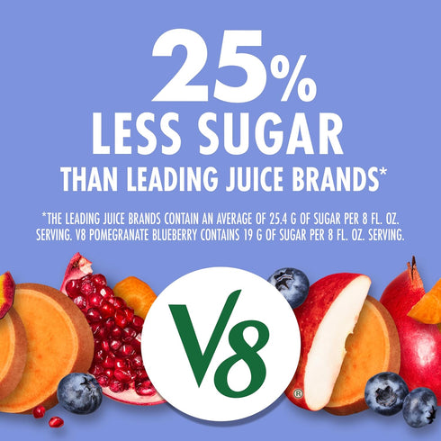 V8 100% 46 Oz Blends Juice Pomegranate Blueberry Juice, Fruit and Vegetable Juice Blend, Fl Bottle