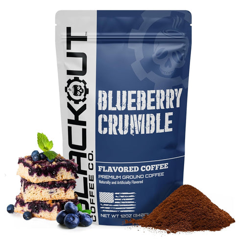 Blackout Coffee Blueberry Crumble Flavored Ground Coffee Medium Roast, Smooth Taste, Guilt-Free