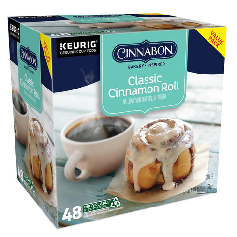 CINNABON 48 Count Classic Cinnamon Roll Keurig Single-Serve K-Cup Pods, Light Roast Coffee