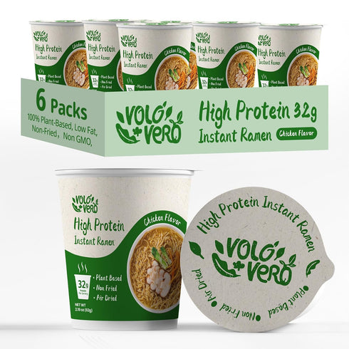 (32g) Pack, 16 Packs, VOLO VERO High Protein Ramen Noodles Soup Cup, Drinkable Konjac Jelly Variety Plant-Based, Vegan