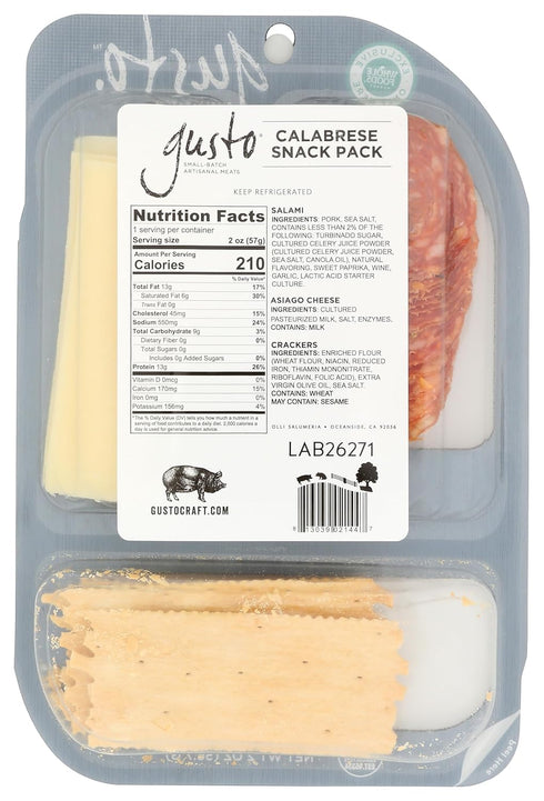 Gusto Pack, 2 OZ Calabrese and Asiago Snack