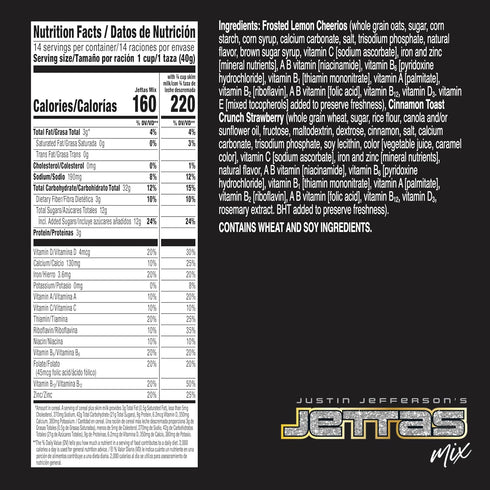 General Mills 19.8 oz Justin Jefferson's Jettas Mix Cereal, Cinnamon Toast Crunch Strawberry and Frosted Lemon