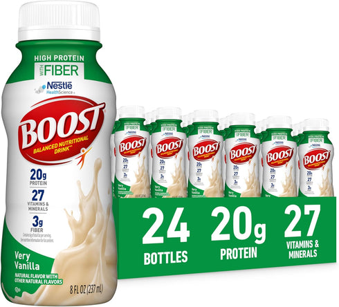 BOOST High Protein with Fiber Ready to Drink Complete Nutritional Drink, Very