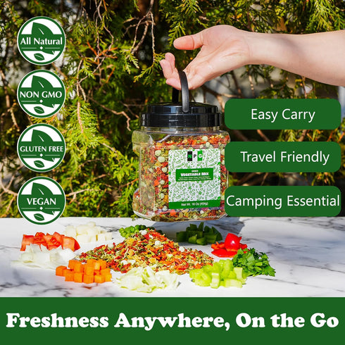 16 Oz (1 LB), 10-Blend NPG Dried Vegetable Mix Dehydrated Vegetables Blend of Bell Peppers, Parsley, Carrots, Onions