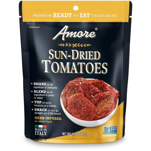 Amore Vegan Sun Dried Tomatoes - Non GMO Certified Ready-to-Eat Herb Infused Vegetables