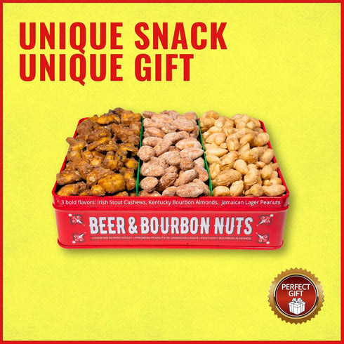 Package, Nuts Gift Basket for Men - Cashews, Almonds, Peanuts in Unique Tin Gift Box Birthday Gift for Men, Food Gift